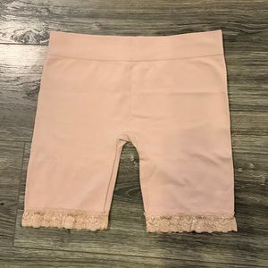 Free people light pink lace biker shorts